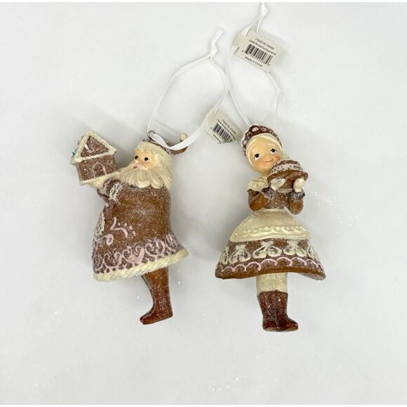 Set Santa & Mrs Claus Gingerbread Christmas Ornaments Bakery Sweet Shop NEW - Picture 2 of 10